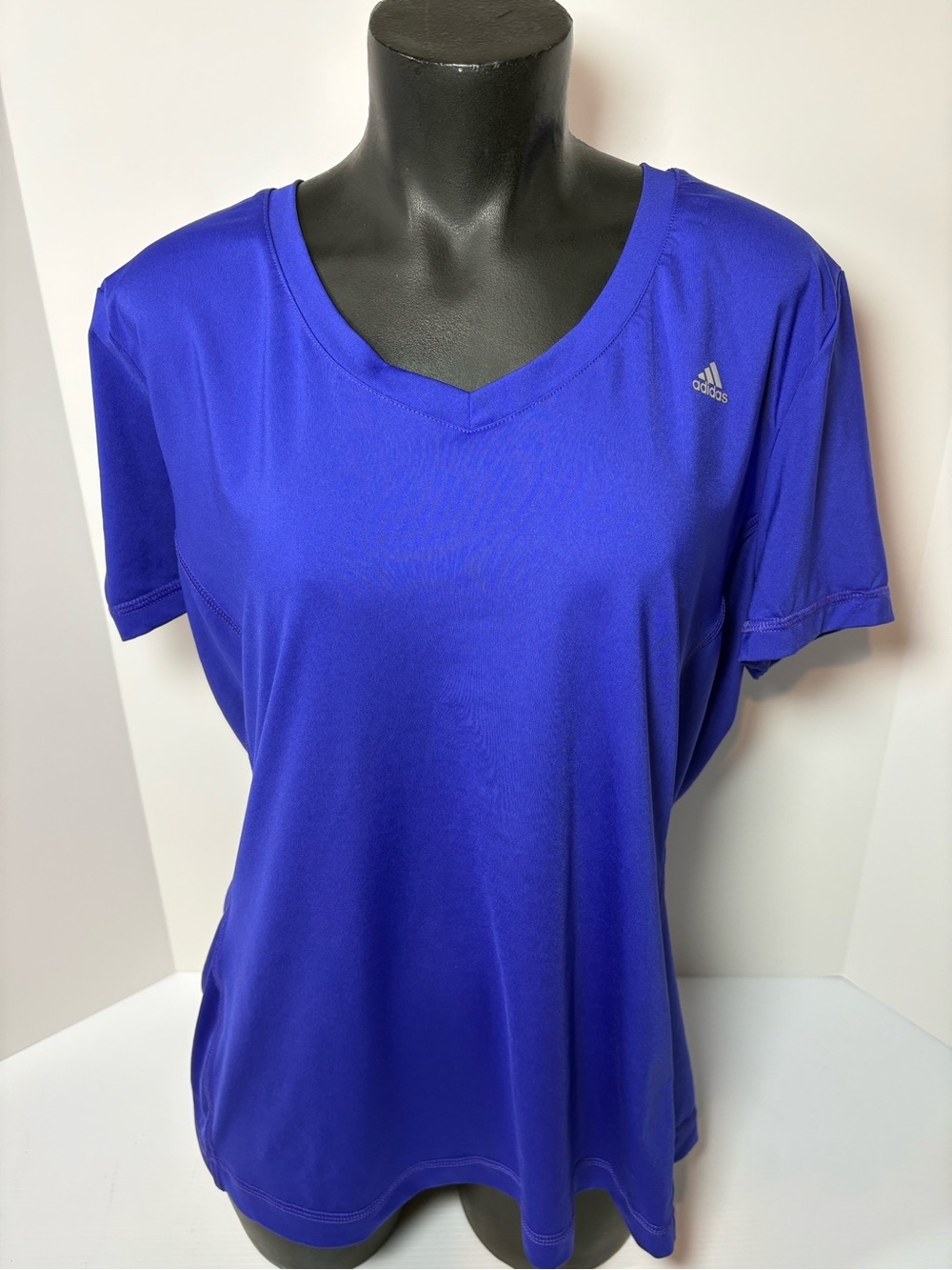 adidas Women's V-Neck Short Sleeve Tee in Royal Blue
